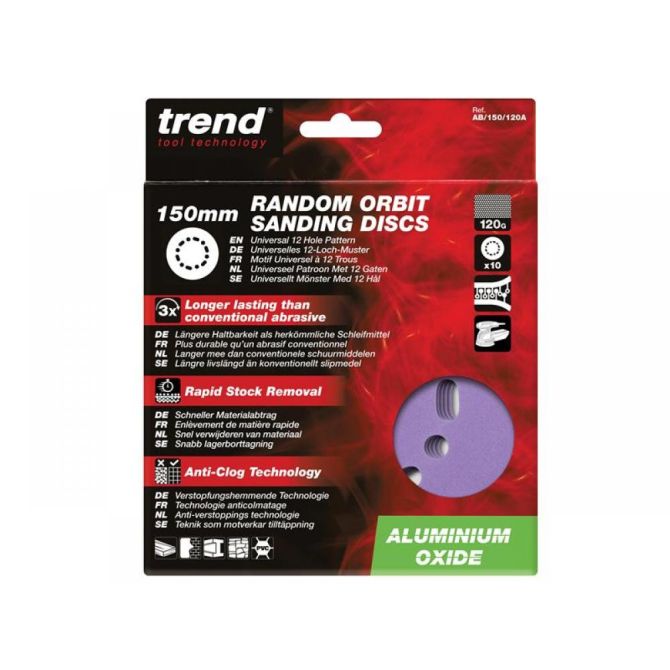 Random Orbit Sanding Discs - 150mm - (10 Pack) - Aluminium Oxide