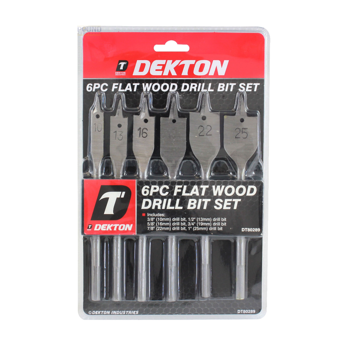Flat Wood Drill Bit Set (6 Pieces)
