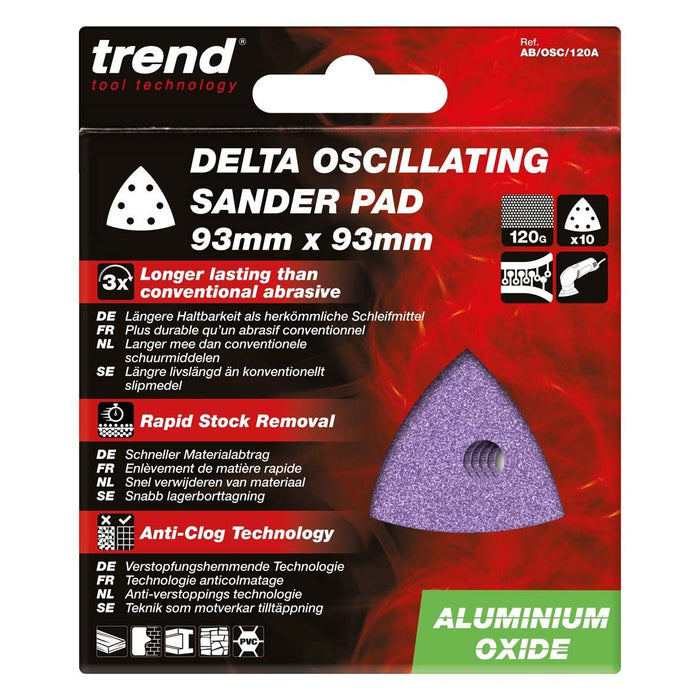 Delta Oscillating Sander Pad (10 Pack) - 93mm x 93mm - Aluminium Oxide - 120 Grit