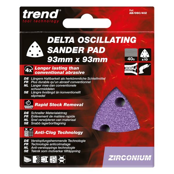 Delta Oscillating Sander Pad (10 Pack) - 93mm x 93mm - Zirconium