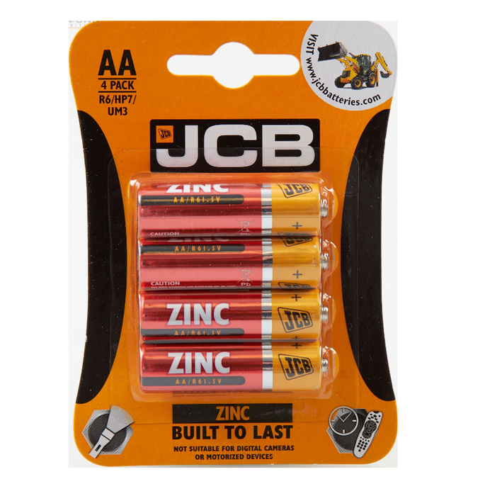 JCB AA Zinc Batteries – 4 Pack