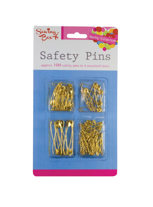 Sewing Box Gold Safety Pins Assorted Sizes 80 Pieces - Makers Central 