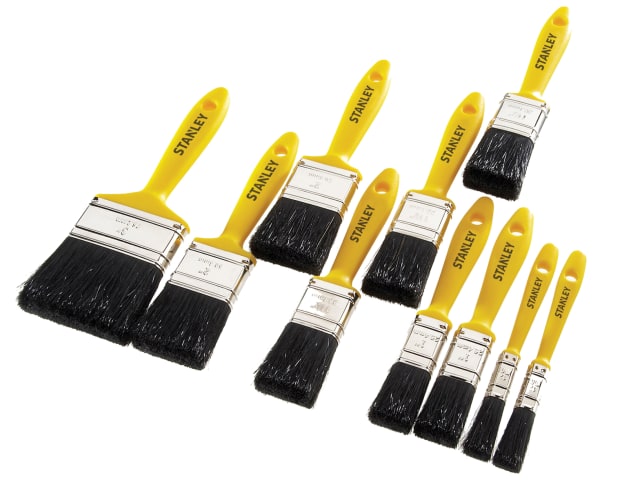 Stanley Hobby Paint Brush Set of 10 12(2) 25(2) 38(3) 50(2) & 75mm