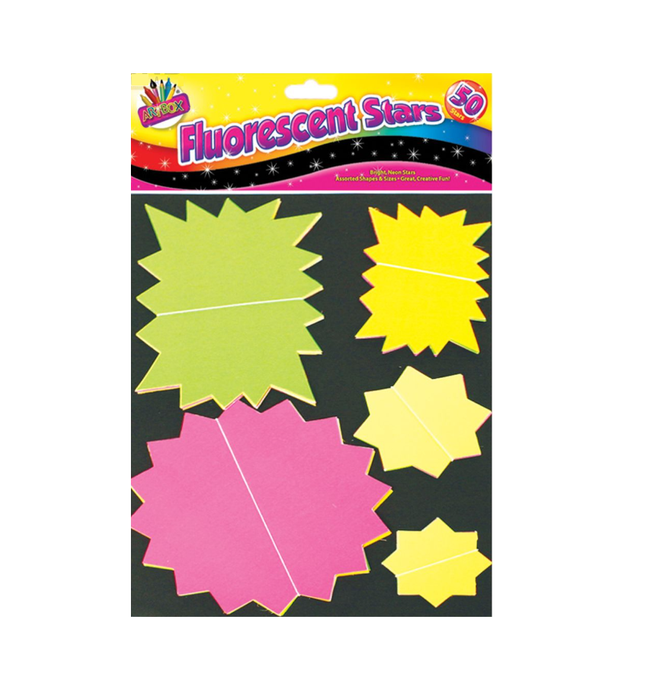 ARTBOX FLUORESCENT STARS ASSORTED 50 PACK - Makers Central 