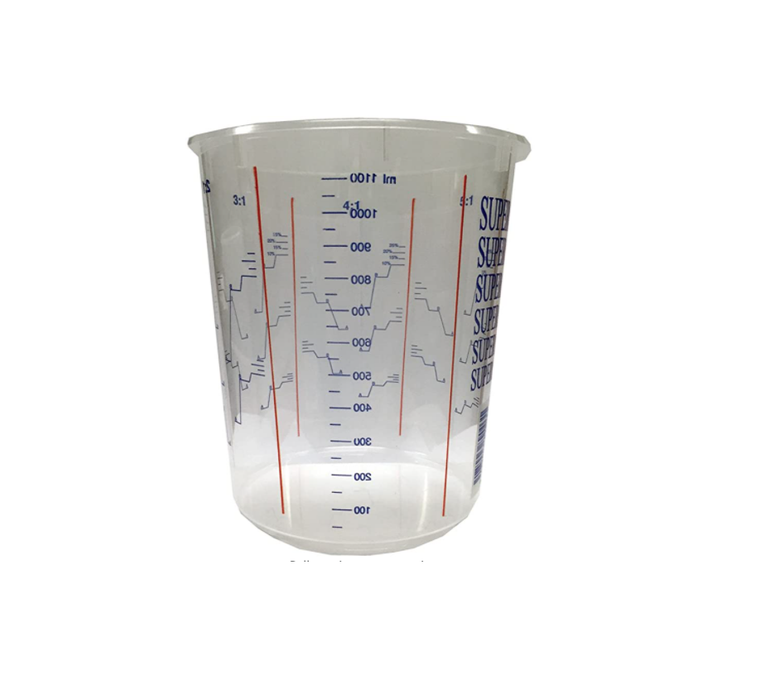 1300ml Plastic Mixing Cup (Calibrated 1100ml) (NO LID) 10 pack - MB Fibreglass