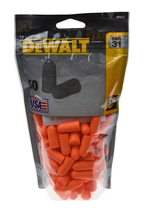 DeWALT Foam Earplugs - 50 Pairs with zip-lock bag - Makers Central 