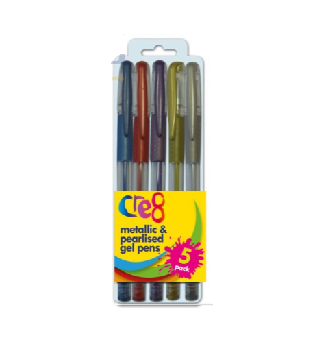 5 Pack Metallic and Pearlised Gel Pens - Makers Central 