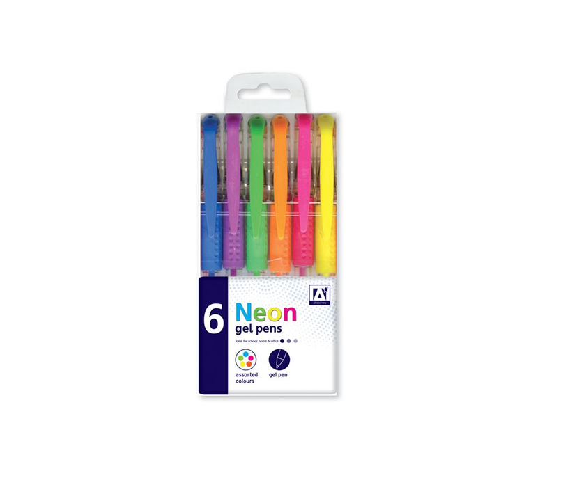 Neon Gel Pens Assorted Colours 6 Pack - Makers Central 